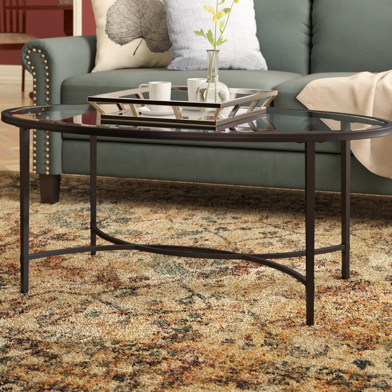 Charlton Home Sherrodsville Metal/Glass Coffee Table & Reviews Wayfair